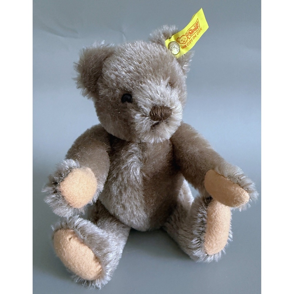 Jointed STEIFF Teddy Bear w/ Ear Button & Cloth Made in Germany Label 9" Taupe